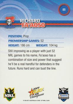 2009 Select NRL Champions #89 Richard Fa'Aoso Back